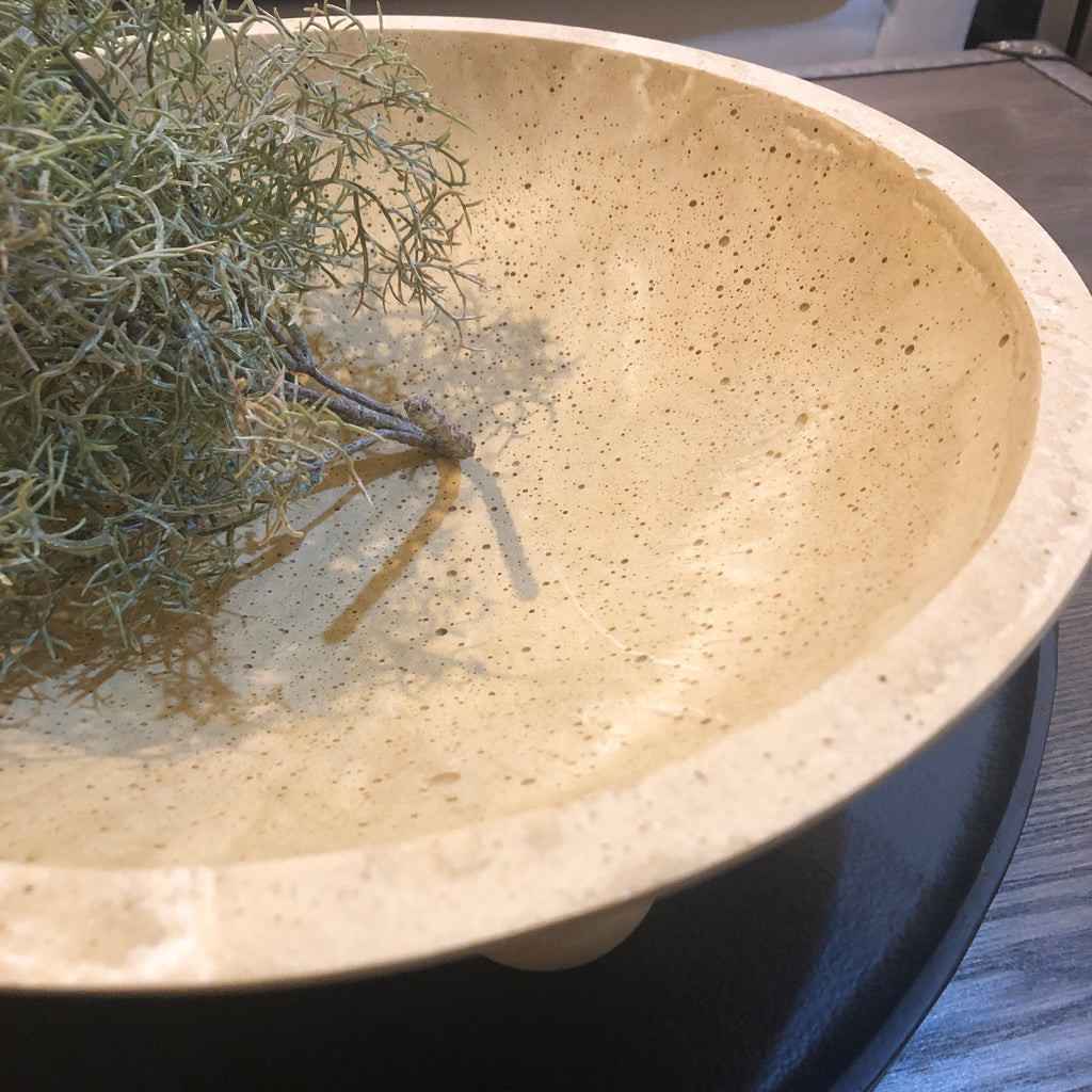 Travertine Effect Footed Bowl 33cm