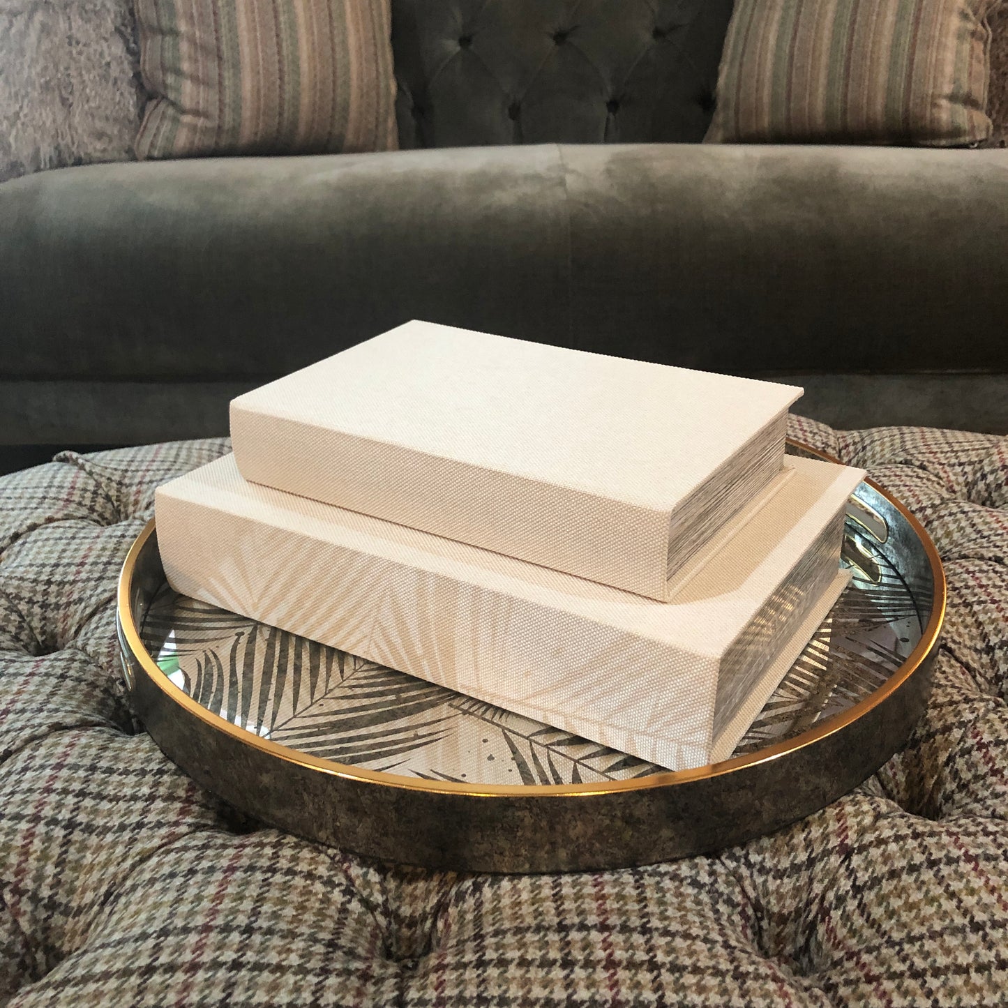 Cream Set of Two Book Boxes 33cm