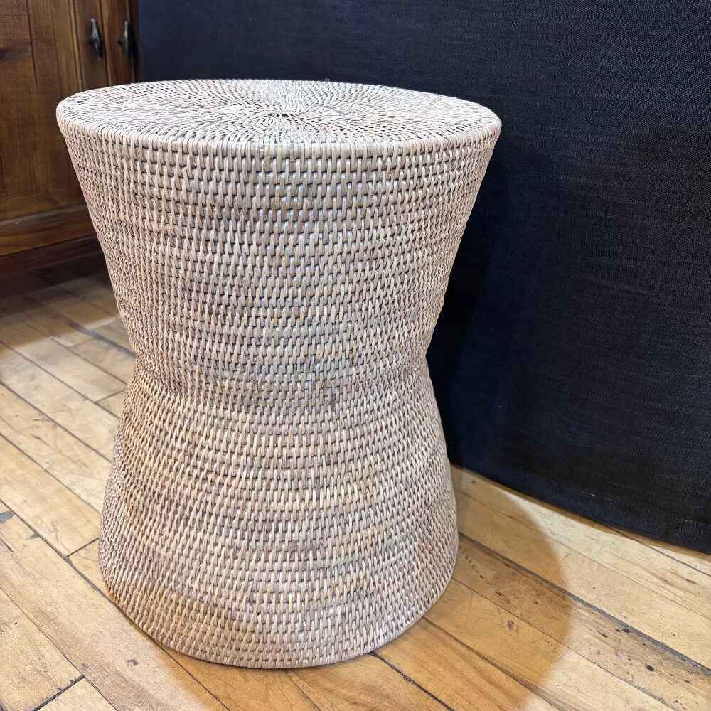 Natural White Wash Rattan Table 45cm-B