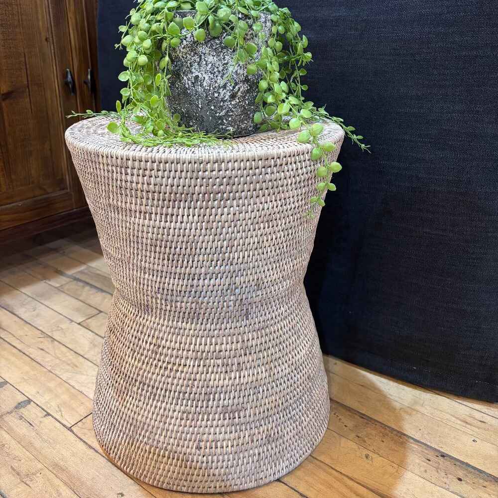 Natural White Wash Rattan Table 45cm-C