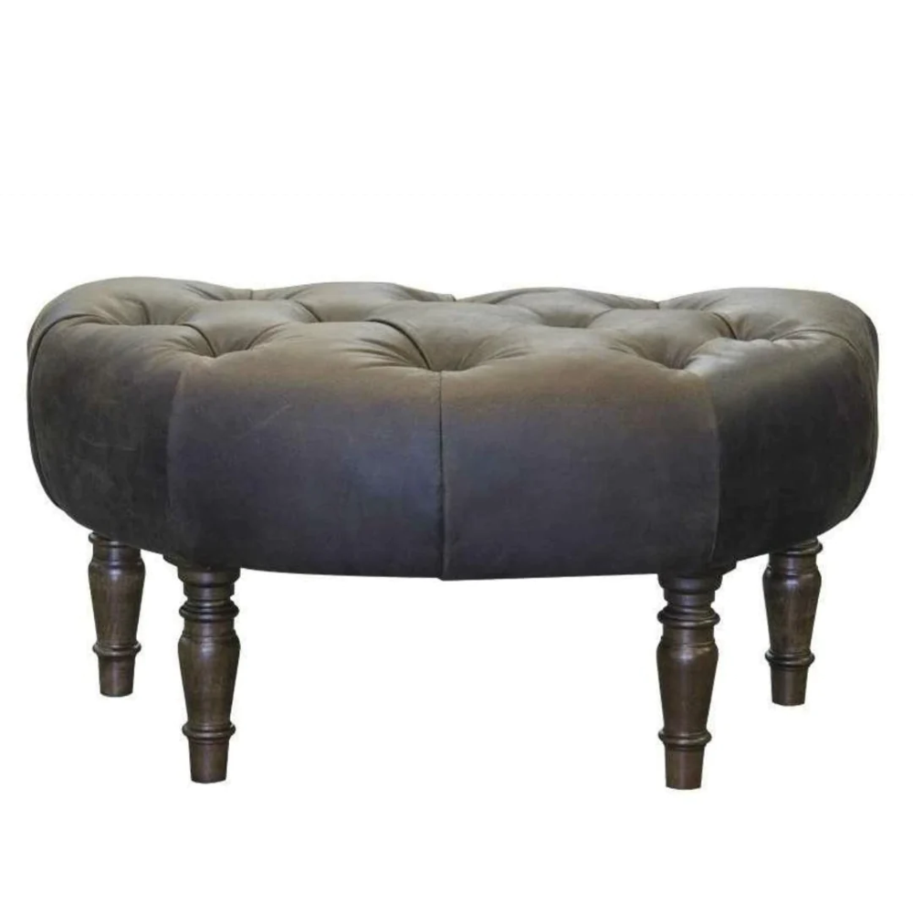 Imogen D Shaped Footstool | Leathers | Annie Mo's