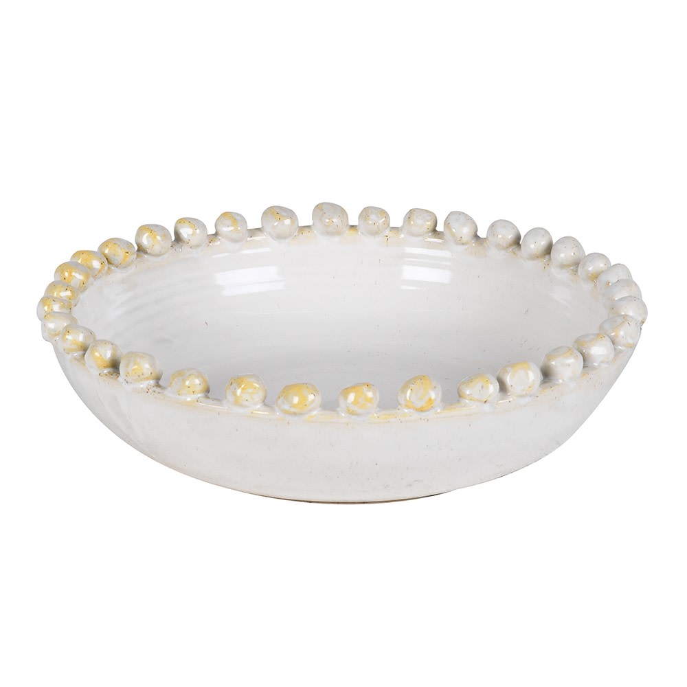 Ivory Slip Bobble Edge Bowl 30cm | Annie Mo's