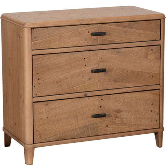 Jude Wooden Three Drawer Chest of Drawers 90cm Wide