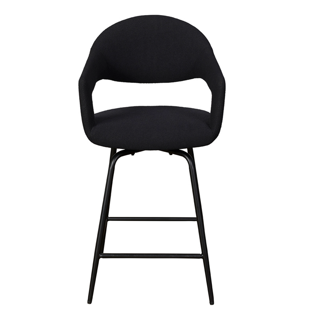 Jasmine Black Boucle Counter Height Bar Stool (Pair)