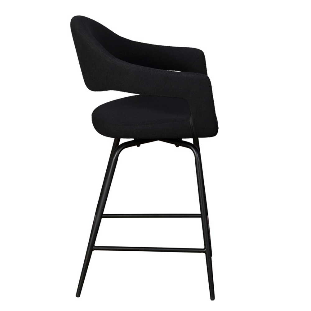 Jasmine Black Boucle Counter Height Bar Stool (Pair)