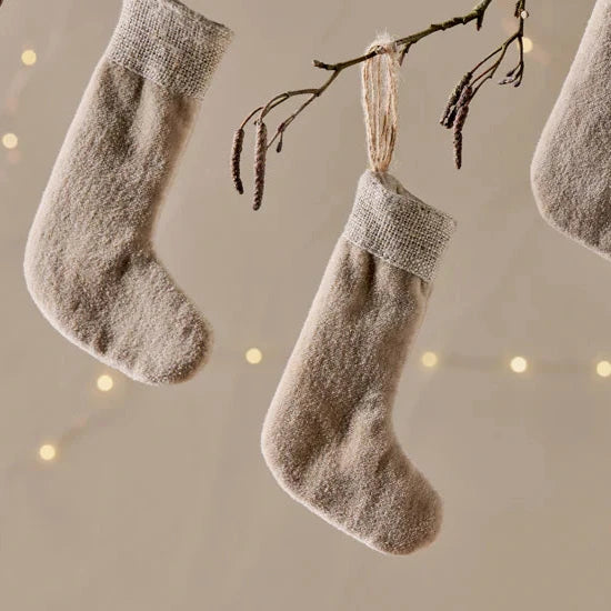 Karru Cotton Velvet Mini Stocking - Light Grey - (Set of 3) 13cm