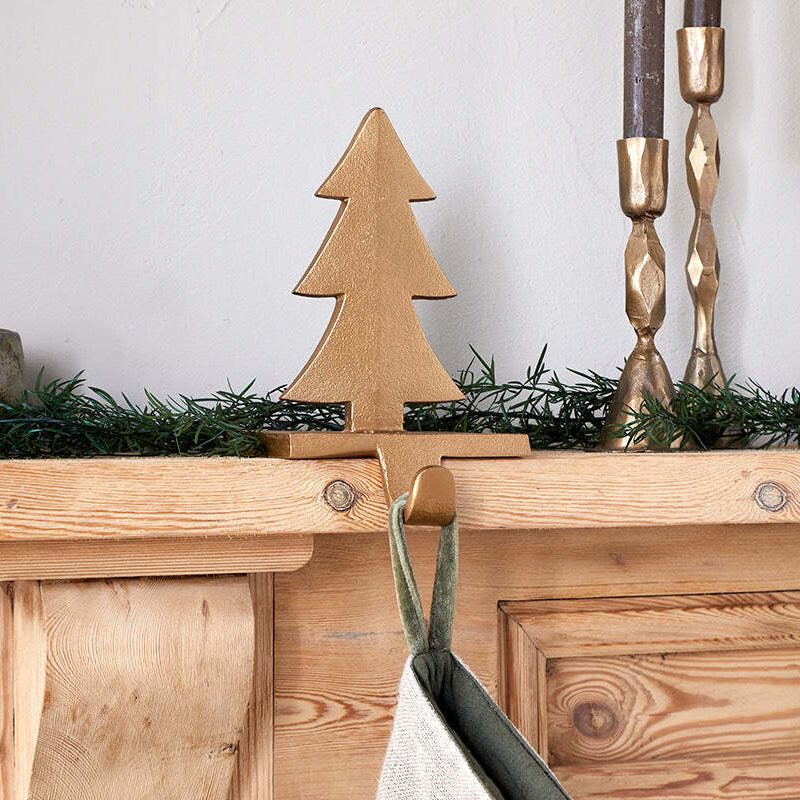 Kotta Stocking Tree Holder - Antiqued Brass | Annie Mo's