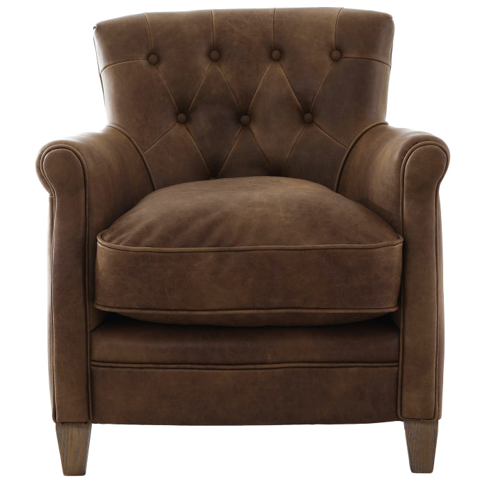 Keiichi Oxford Club Chair in Chocolate Leather-C