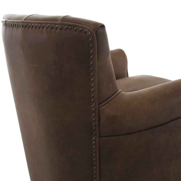 Keiichi Oxford Club Chair in Chocolate Leather-H