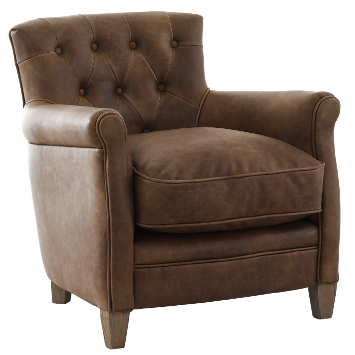 Keiichi Oxford Club Chair in Chocolate Leather-B