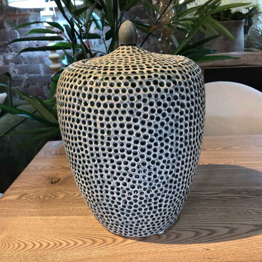 Khaki Dimpled Ceramic Jar