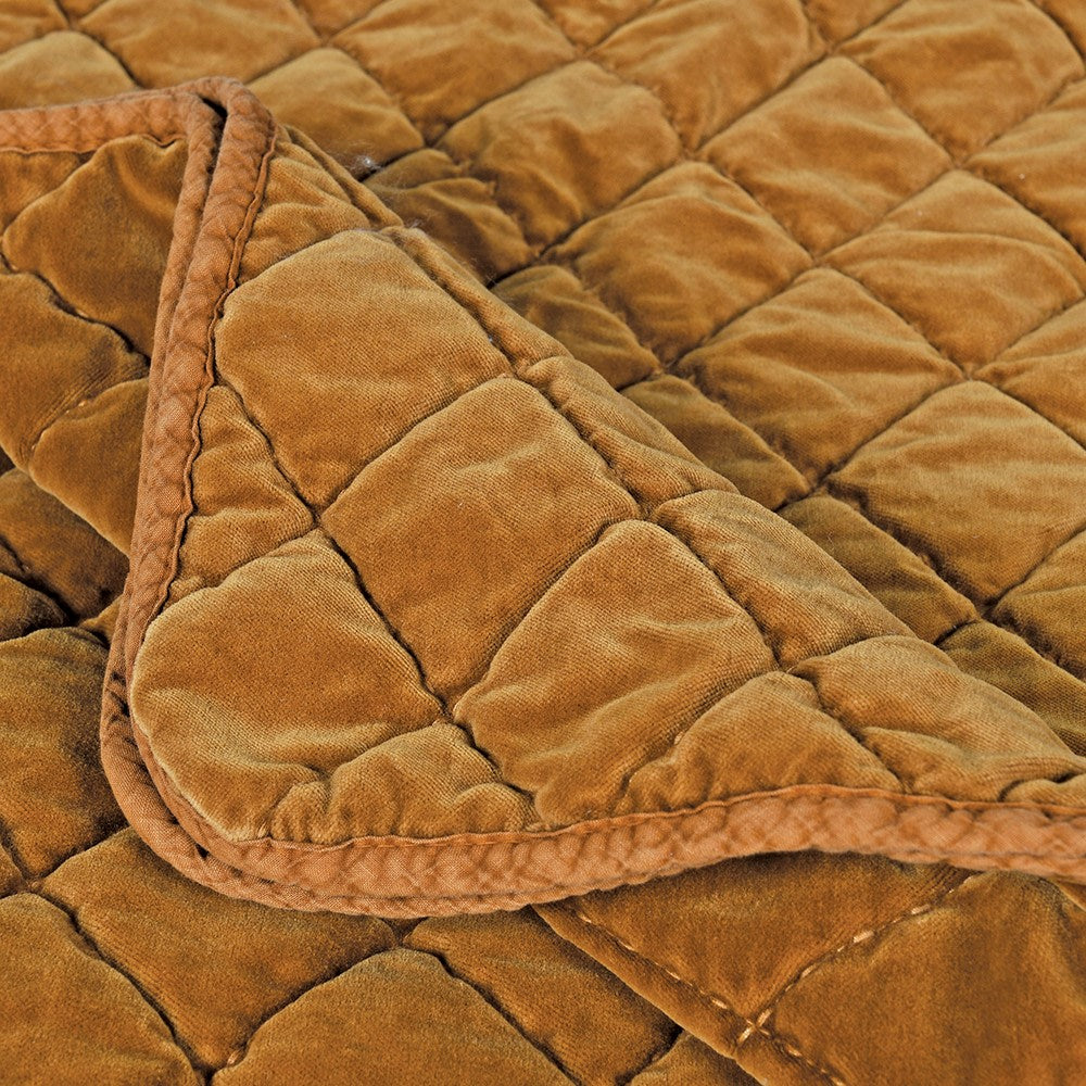 King Sized Velvet Padded Caramel Bed Spread 250cm