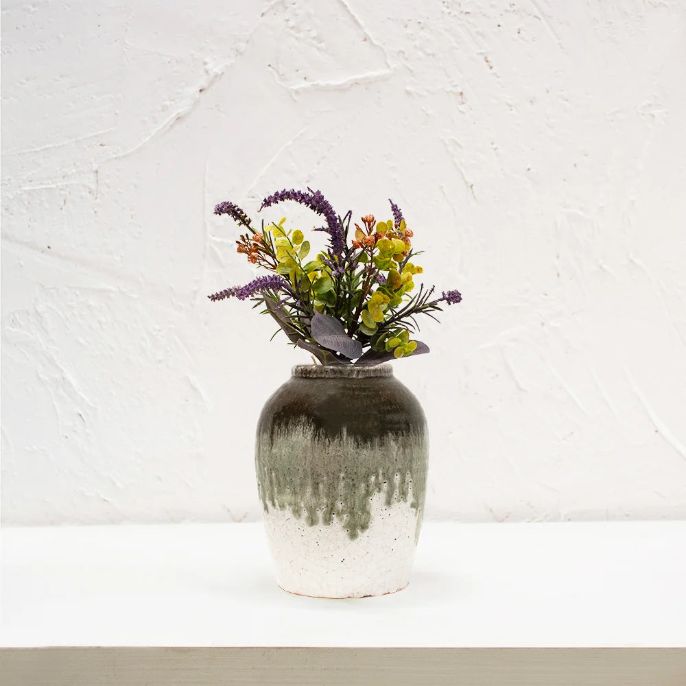 Dipped Crackle Glaze Vase 17cm