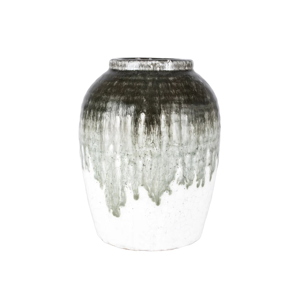 Dipped Crackle Glaze Vase 17cm