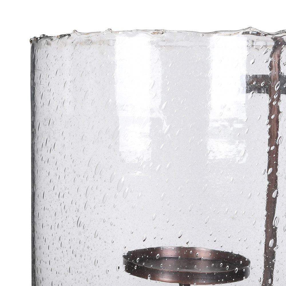 Large Bubble Glass Hurricane Candle Holder 37cm-C