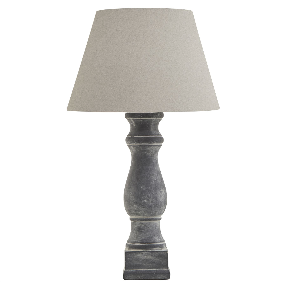 Large Grey Candlestick Table Lamp With Linen Shade 72cm