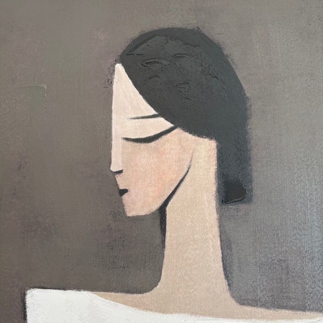Large Framed Abstract Lady Canvas 160cm-D