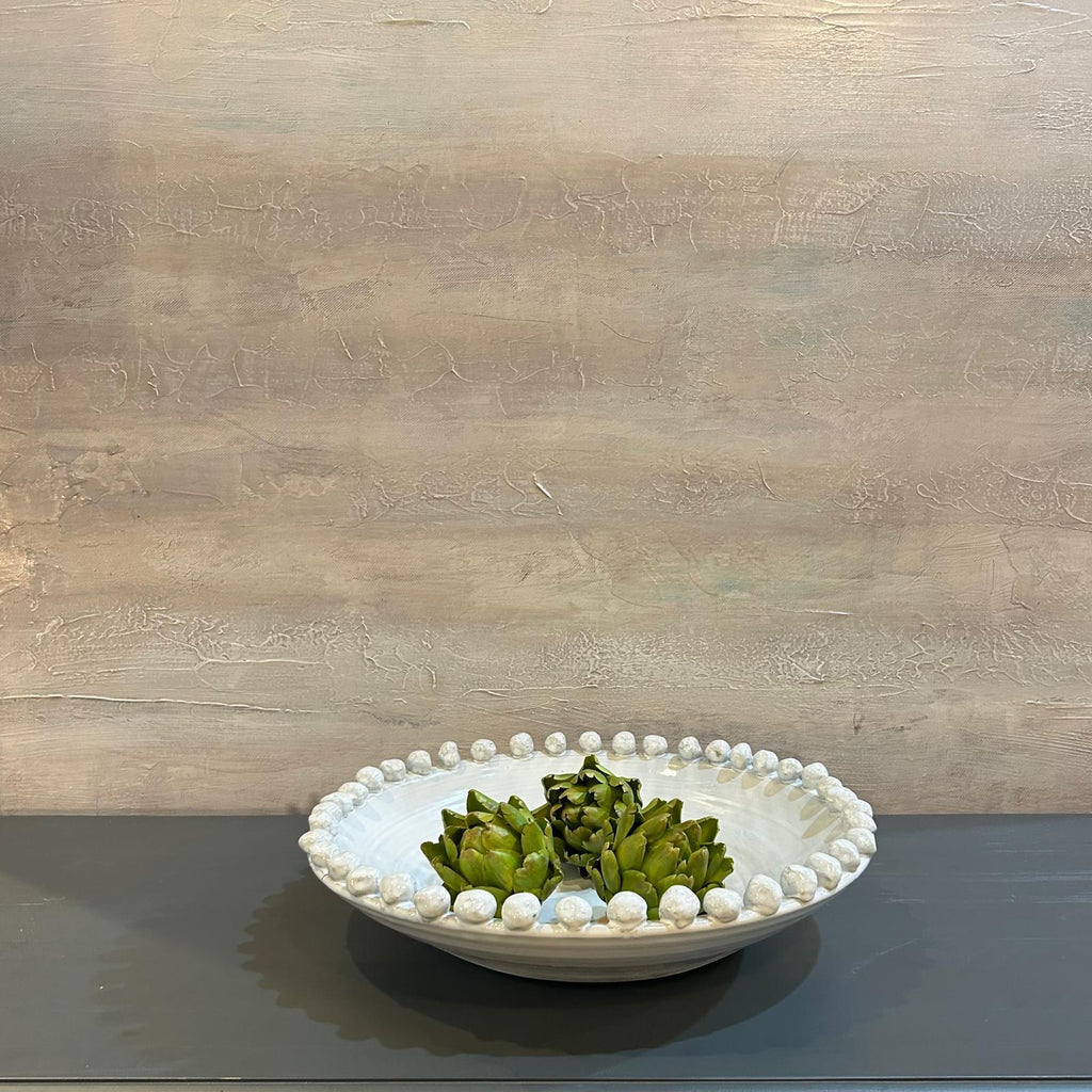 Large White Bobble Edged Bowl 40cm D