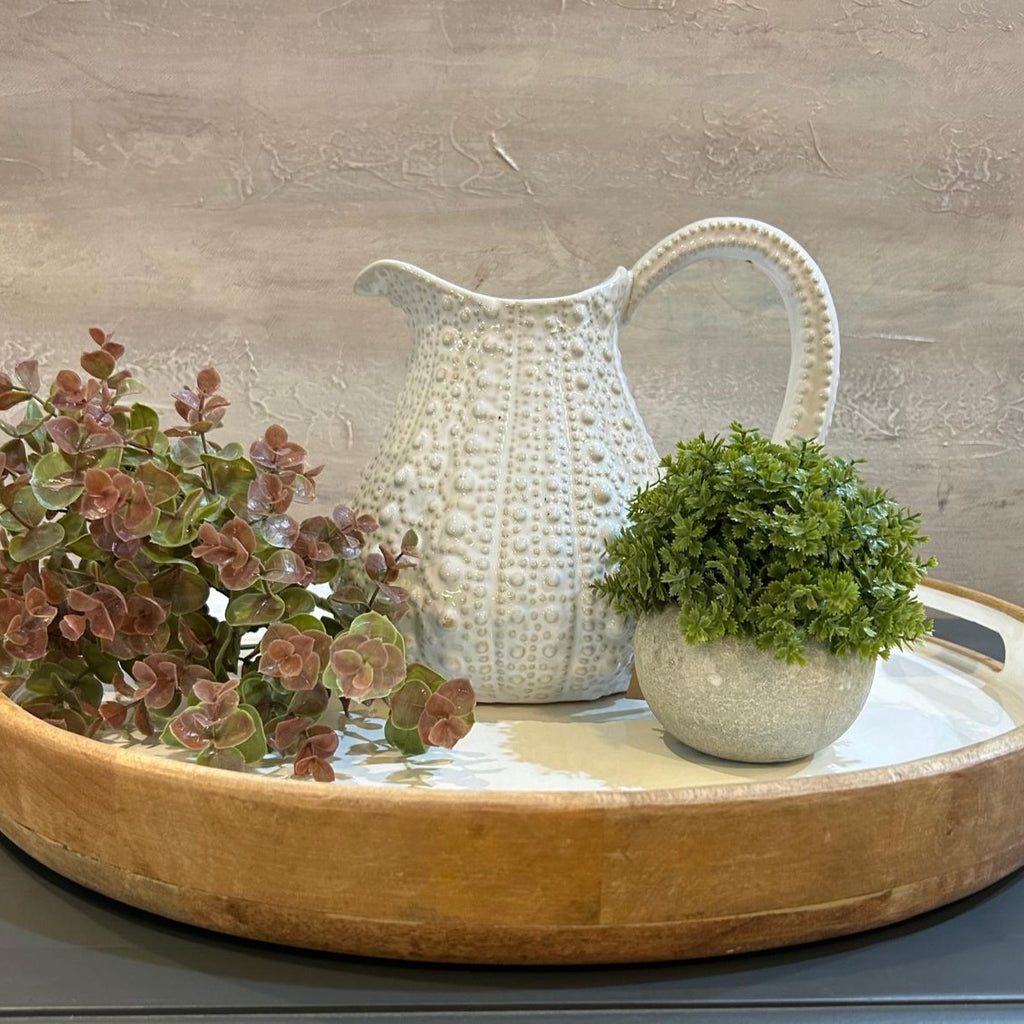 Large White Glazed Urchin Jug 23cm
