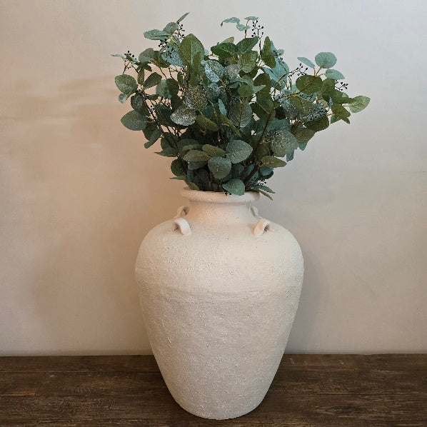 Large White Handled Vase 2