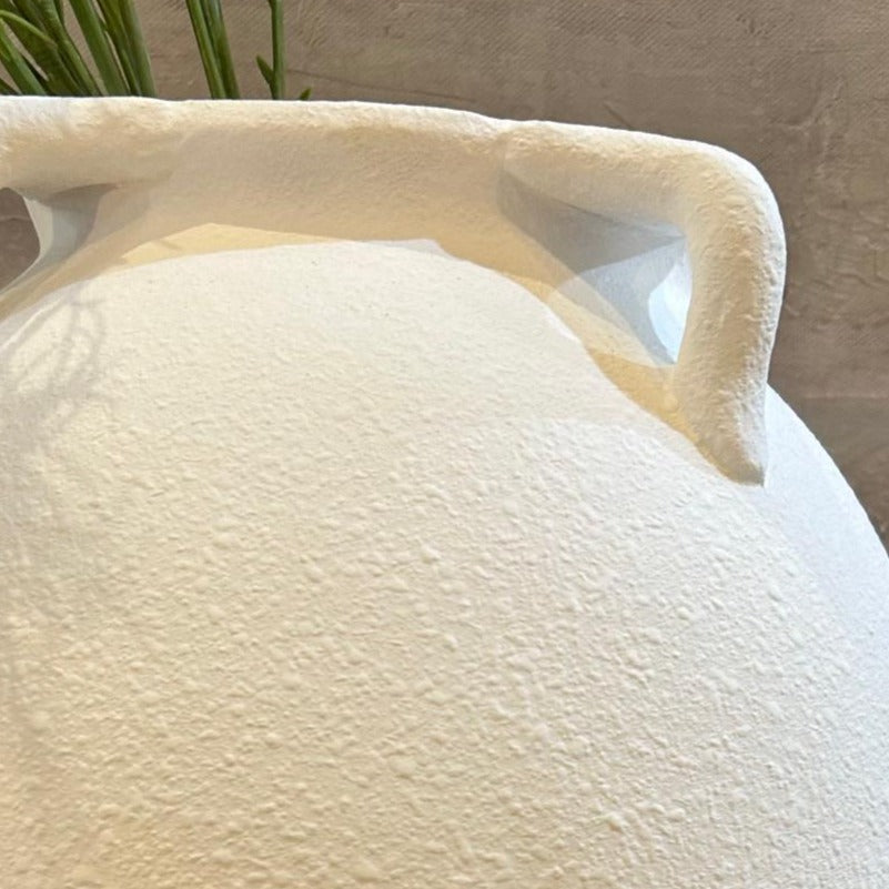 Large White Textured Terracotta Vase 37cm B