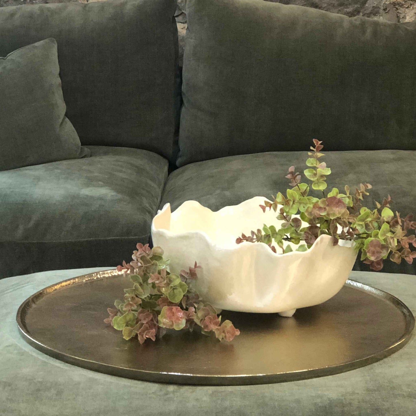Large White Wavy Bowl