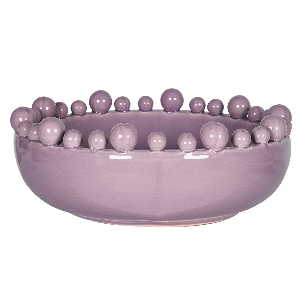 Emmerdale Lilac Crackle Glazed Large Bowl with Ball Detail