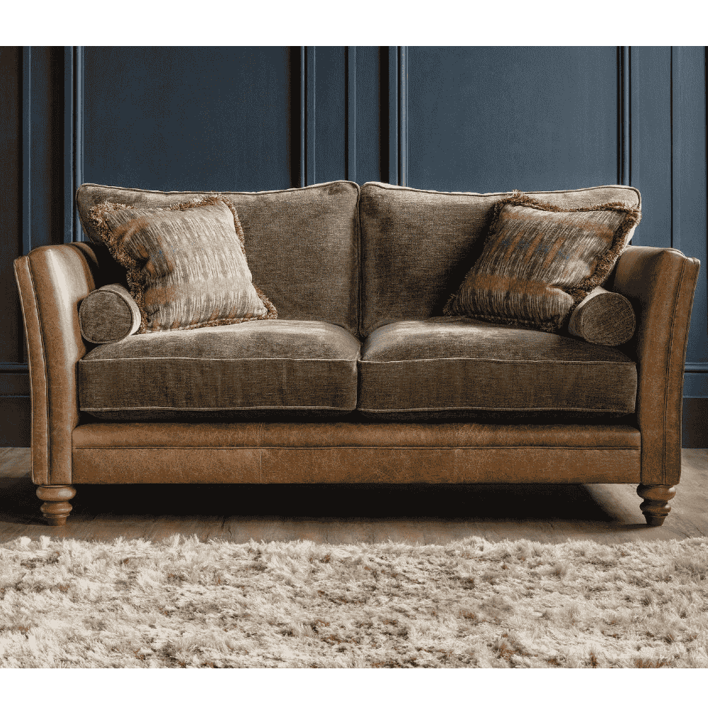 Lomund Two Seat Sofa - STANDARD Back Version | Leather and Fabric Mix