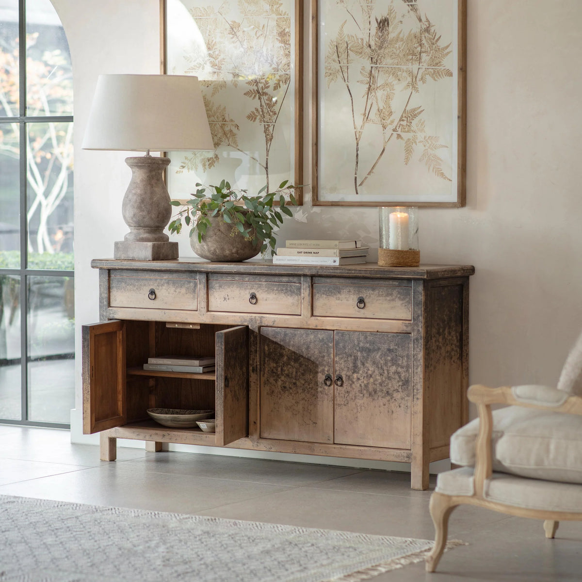 Loxwood Reclaimed Pine Four Door Sideboard 160cm