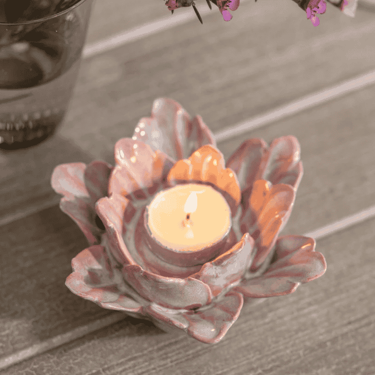 Lulworth Lotus Candle Holder 13cm B | Annie Mo's