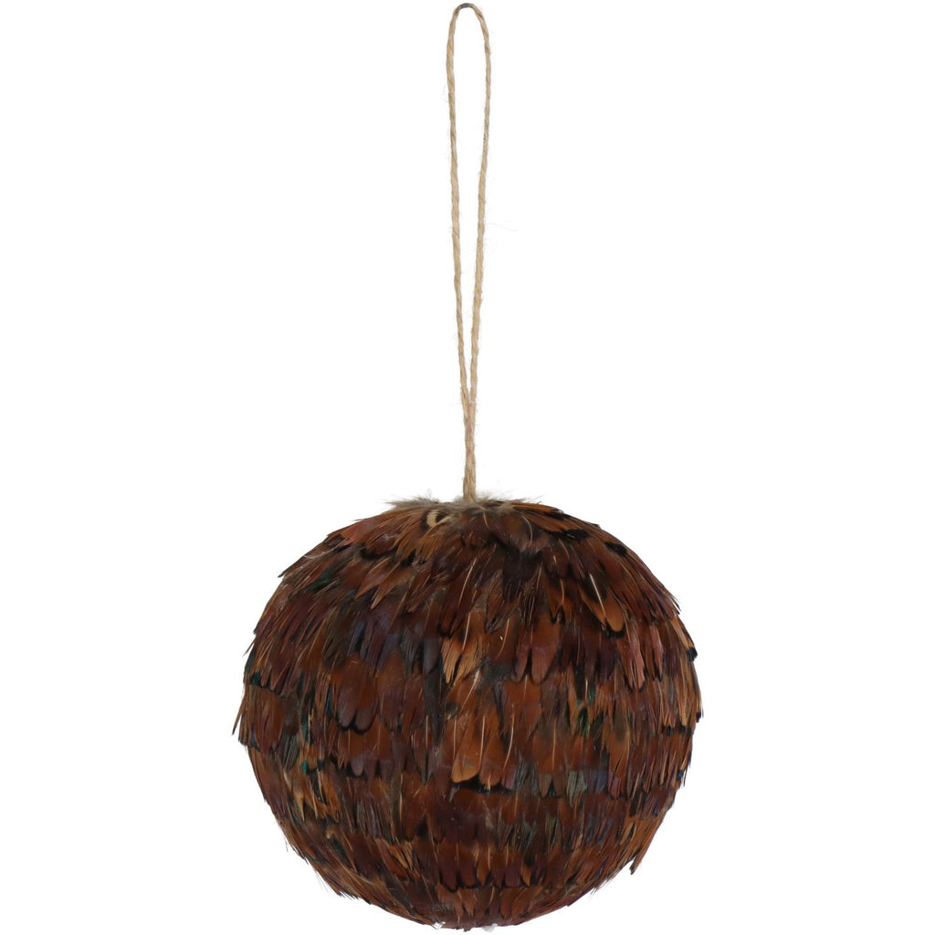 Terracotta Ornamental Feather Bauble 10cm
