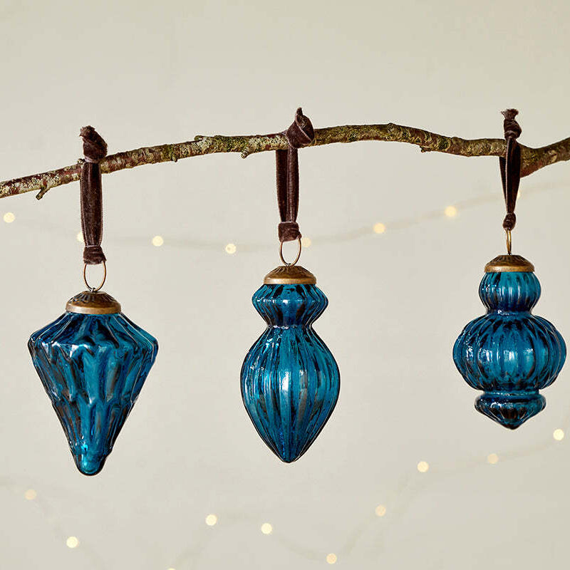 Manipur Baubles - Indigo (Set of Three) 8cm | Annie Mo's