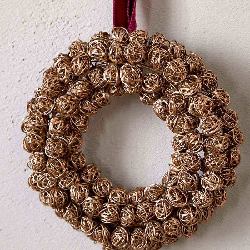 Madhi Mini Wreath Bauble - Brass 12cm | Annie Mo's