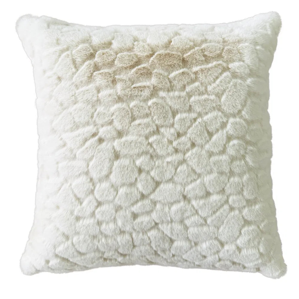 CLOUD DESIGN FAUX FUR CUSHION IVORY 50 X 50 | Annie Mo's