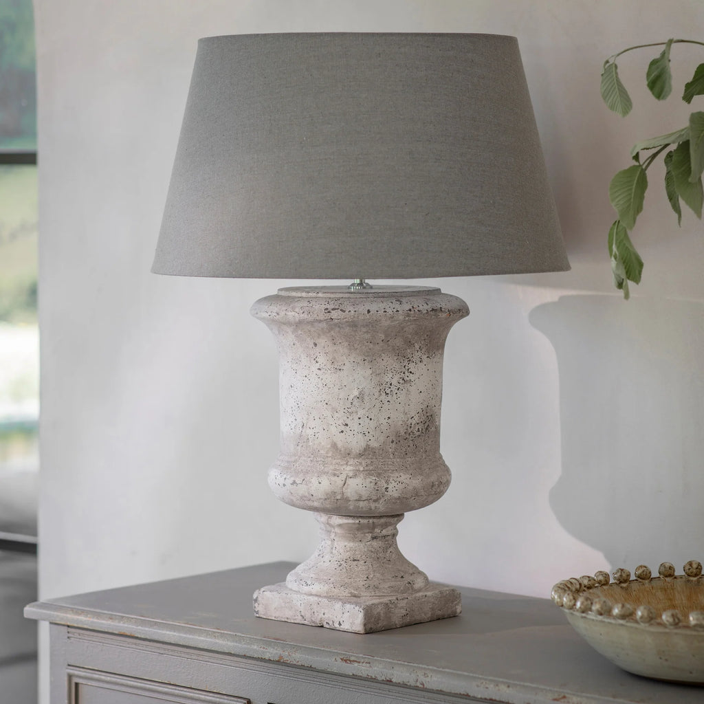 Birkdale Large Stone Lamp with Grey Shade 80cm