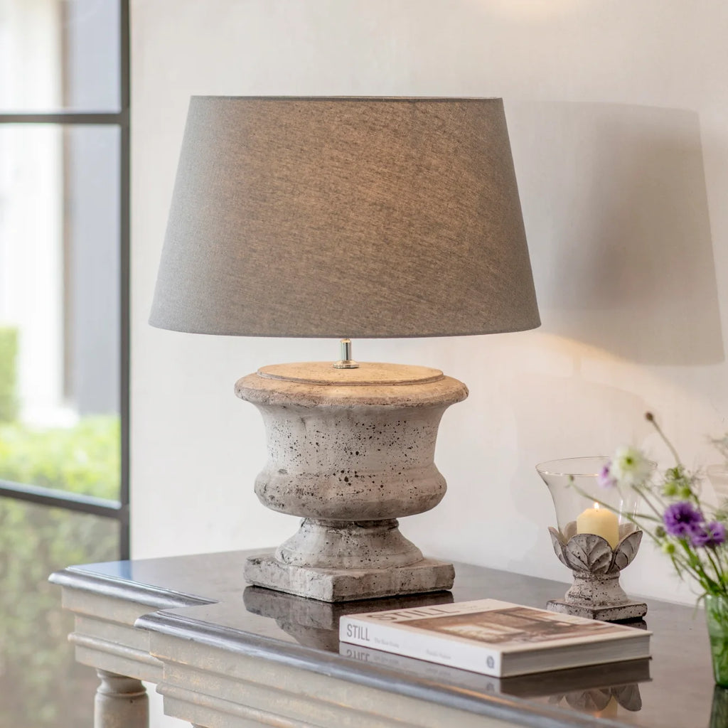 Birkdale Squat Stone Lamp with Grey Shade 63cm