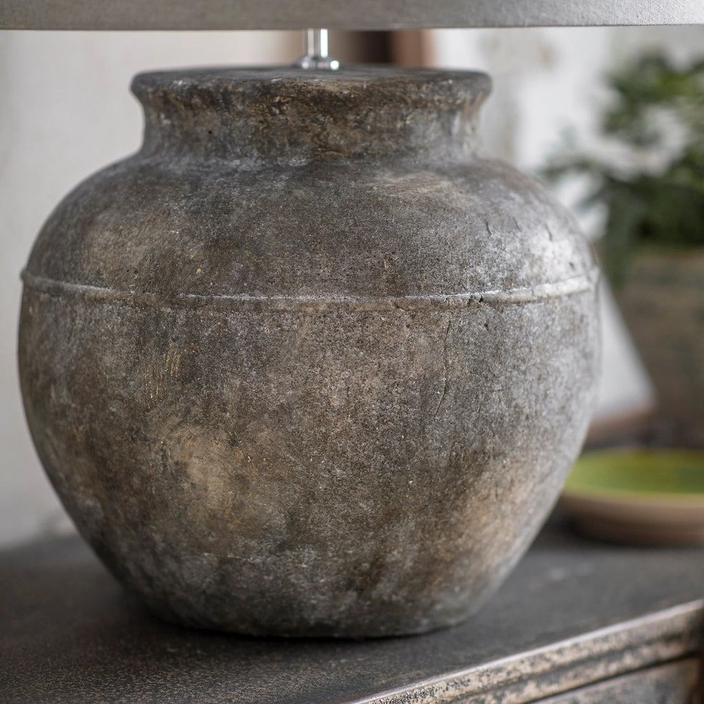 Baybridge Grey Stone Lamps with Grey Shade