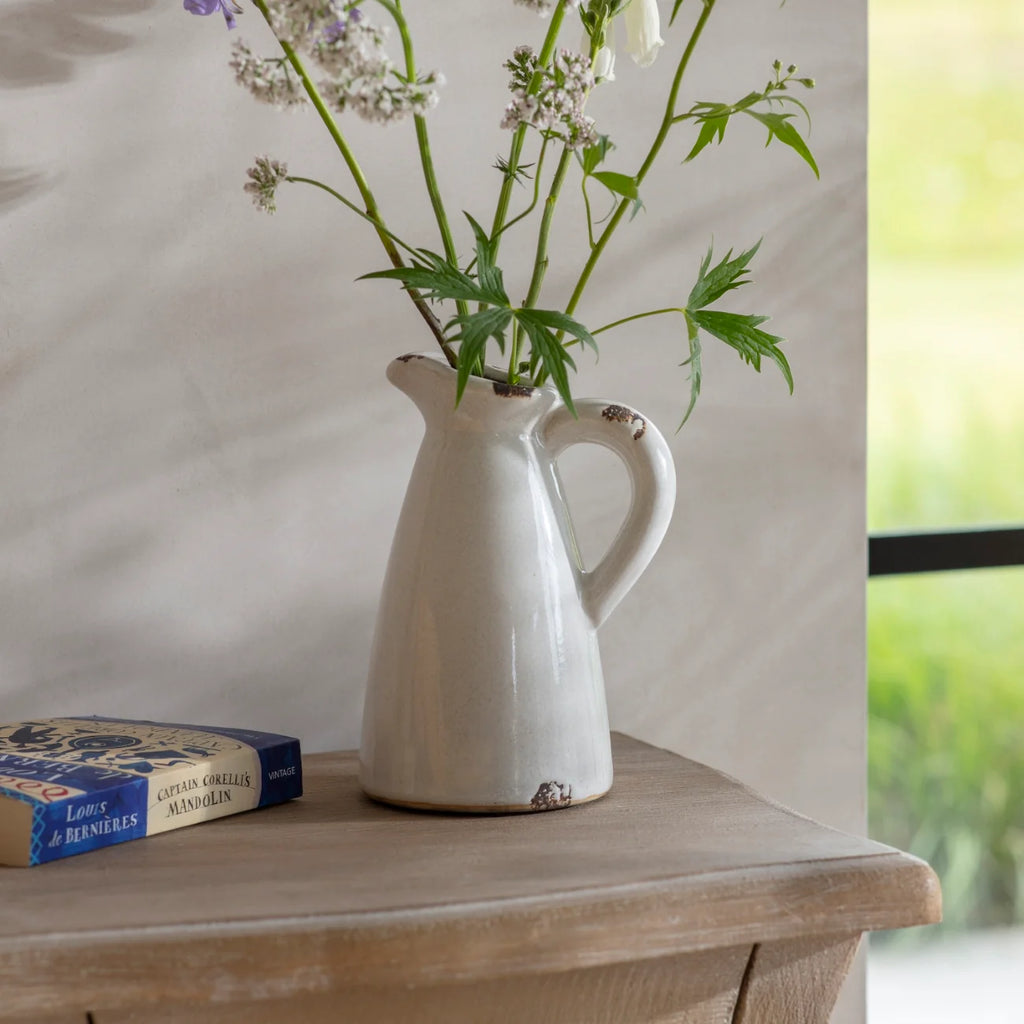 Stanford Crackled White Jug 22cm | Annie Mo's