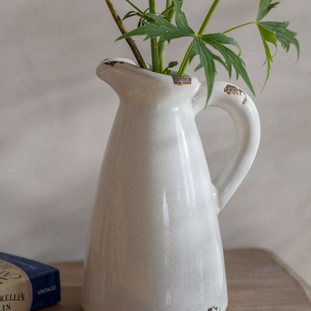 Stanford Crackled White Jug 22cm