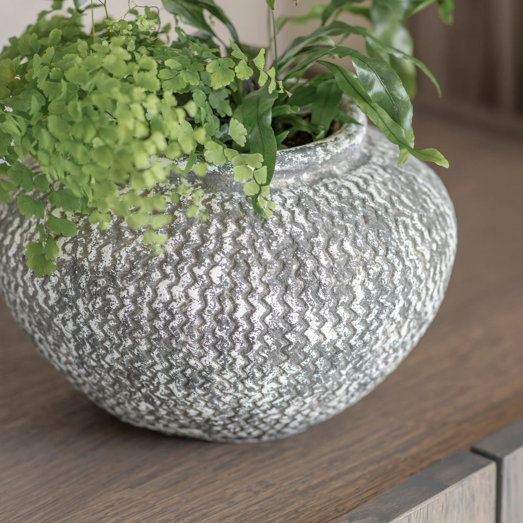 Aldbury Squat Stone Vase 30cm Wide | Annie Mo's