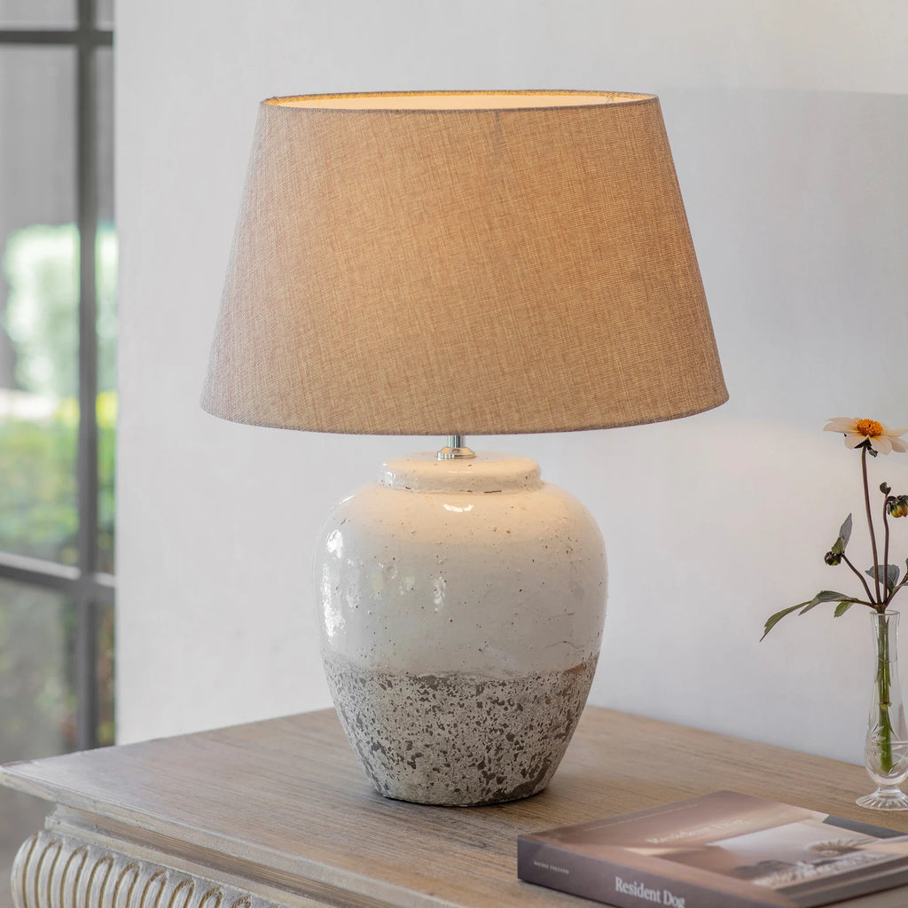 Clemsfold Rounded Stone Lamp with Gravel Shade 60cm