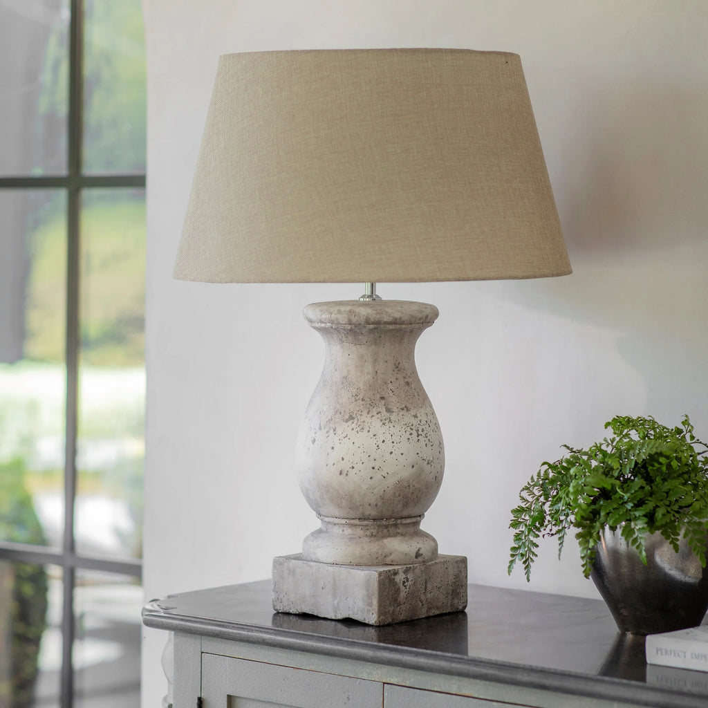 Birkdale Stone Lamp with Linen Shade 78cm | Annie Mo's