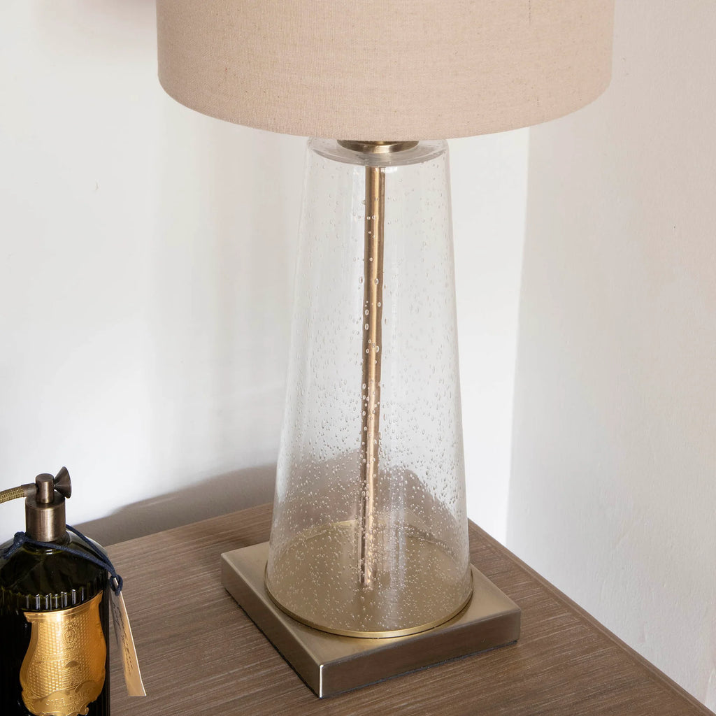 Derby Bubbled Tapered Glass Lamp with Shade 63cm