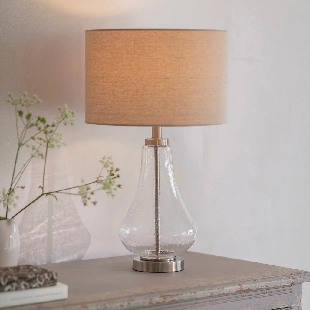 Derby Bubbled Teardrop Glass Lamp with Shade 63cm