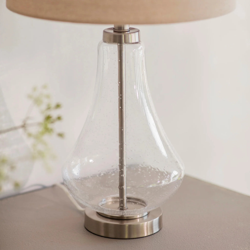 Derby Bubbled Teardrop Glass Lamp with Shade 63cm