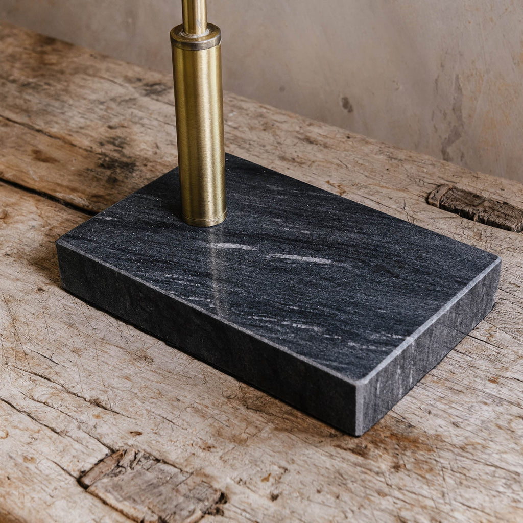 Derby Rectangle Black Marble and Steel Desk Lamp 59cm