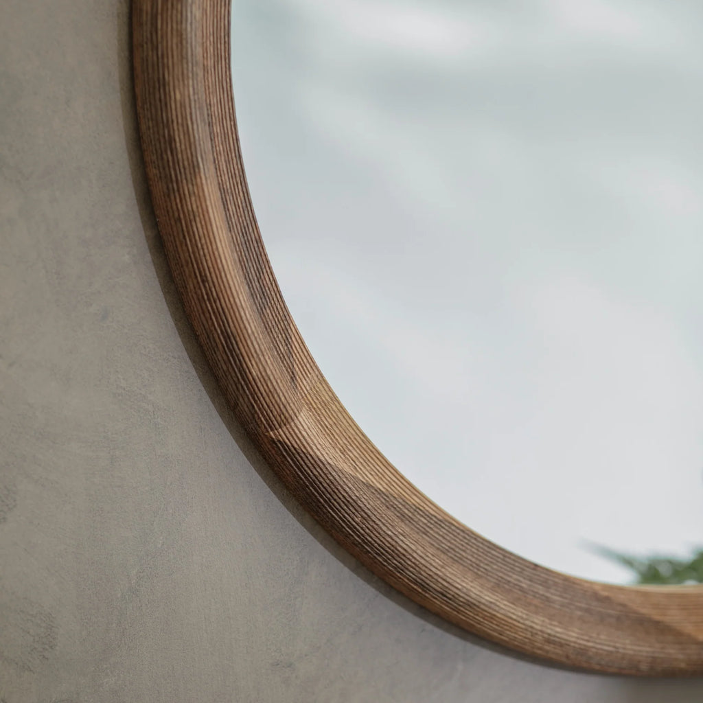 Langley Round Wooden Mirror 80cm