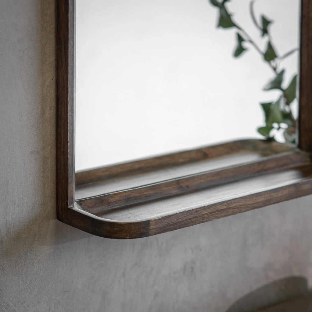 Bramley Wooden Mirror with Shelf 70cm High