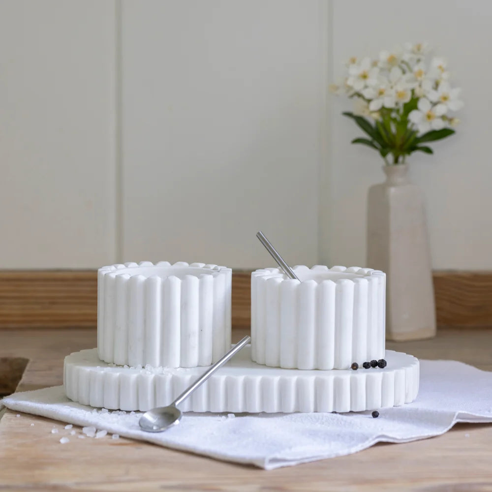 Makrana Marble Pinch Pots With Tray 20cm | Annie Mo's