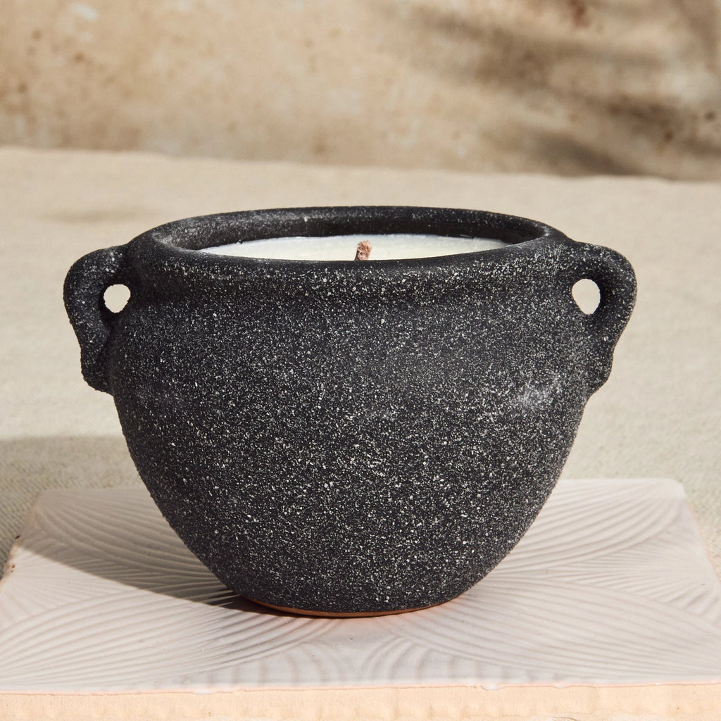Marrakesh Graphite Pottery Candle - Activated Charcoal and Matcha